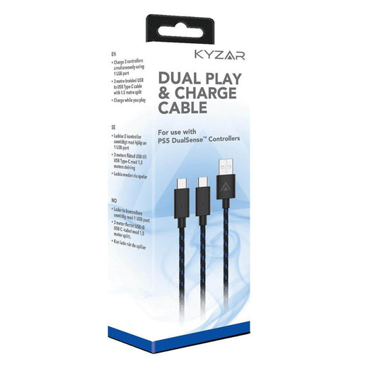 Kyzar dual play and charge kabel for ps5