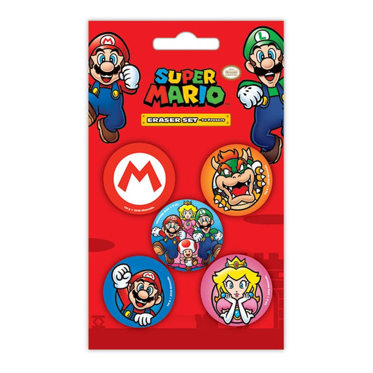 Super Mario viskelær 5 pack